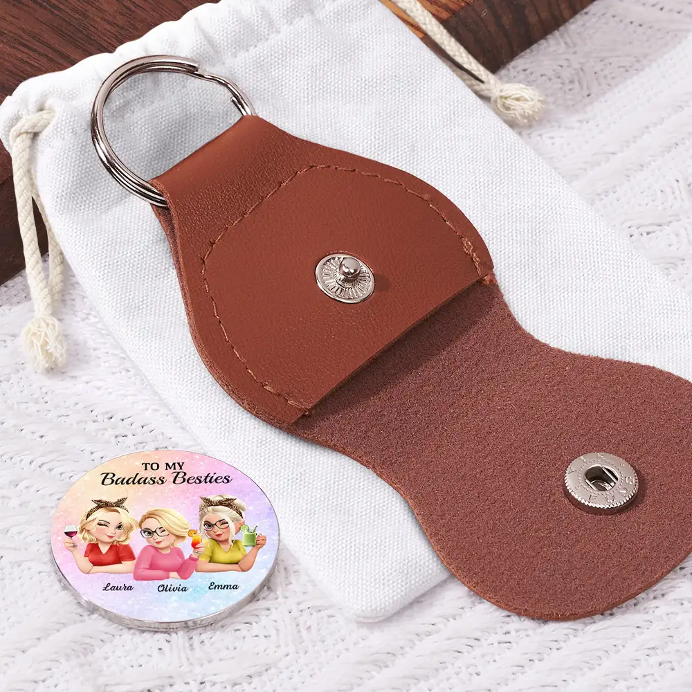 3D Effect Bestie Thank You For Being My Unbiological Sister - Personalized Leather Pocket Hug - Image 2