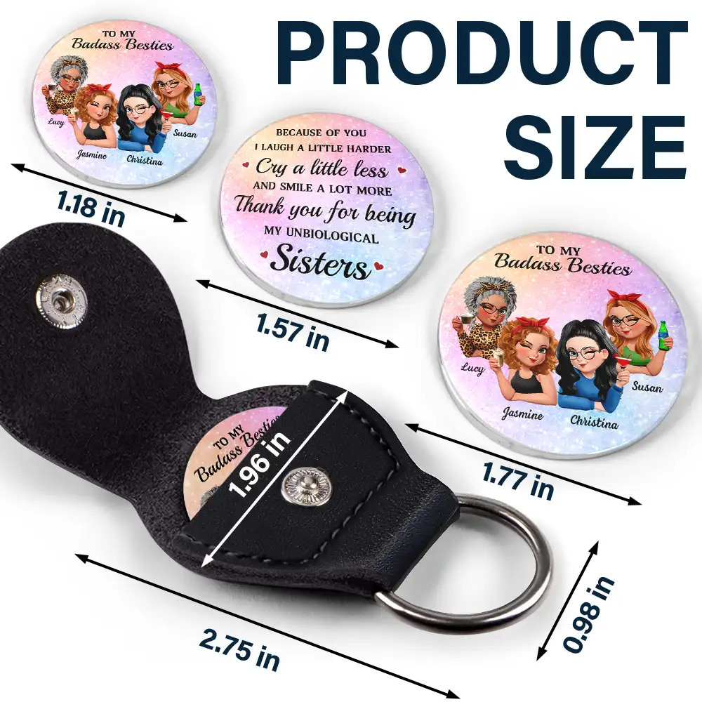 3D Effect Bestie Thank You For Being My Unbiological Sister - Personalized Leather Pocket Hug - Image 5