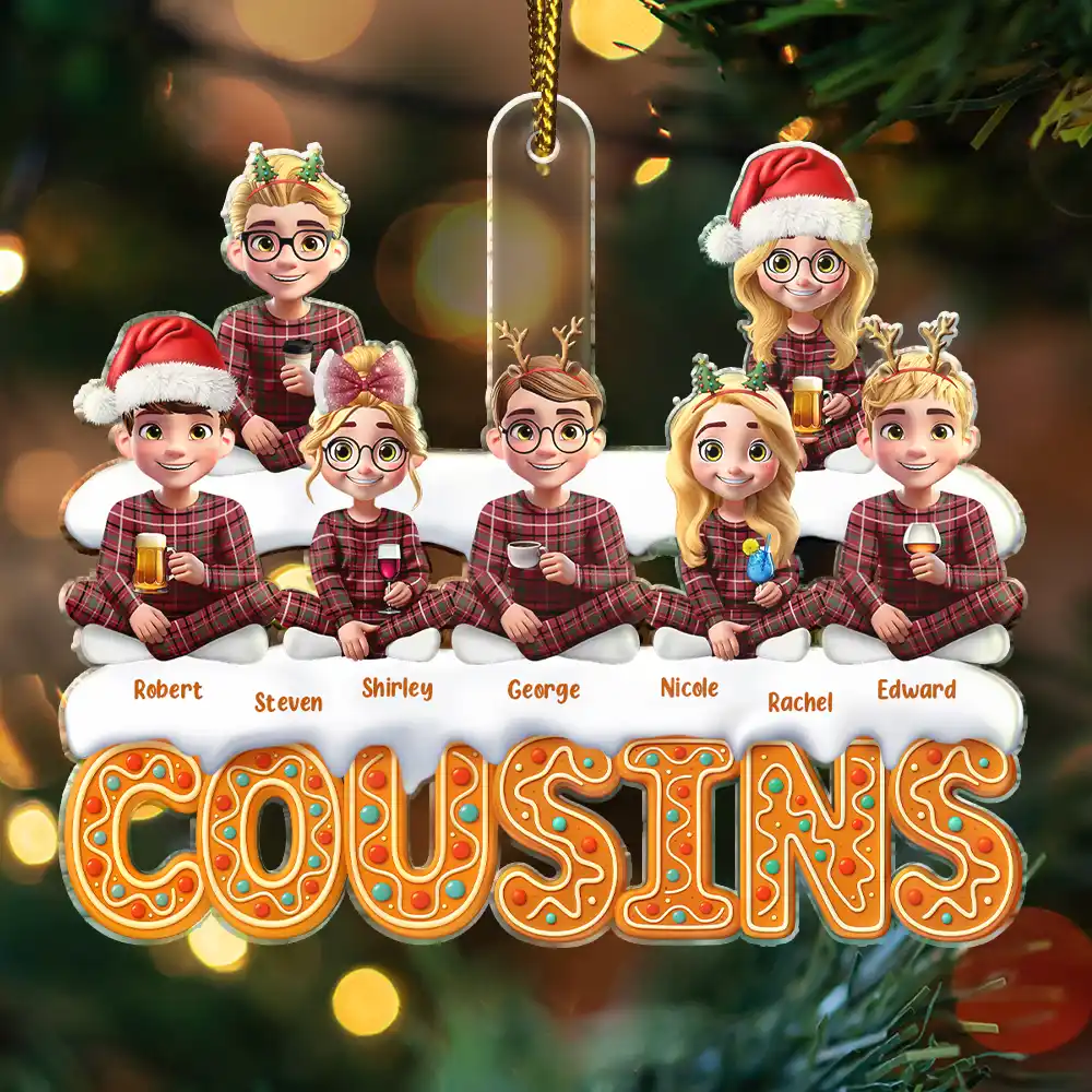 3D Effect Besties Christmas Gingerbread - Personalized Custom Shaped Acrylic Ornament - Image 3