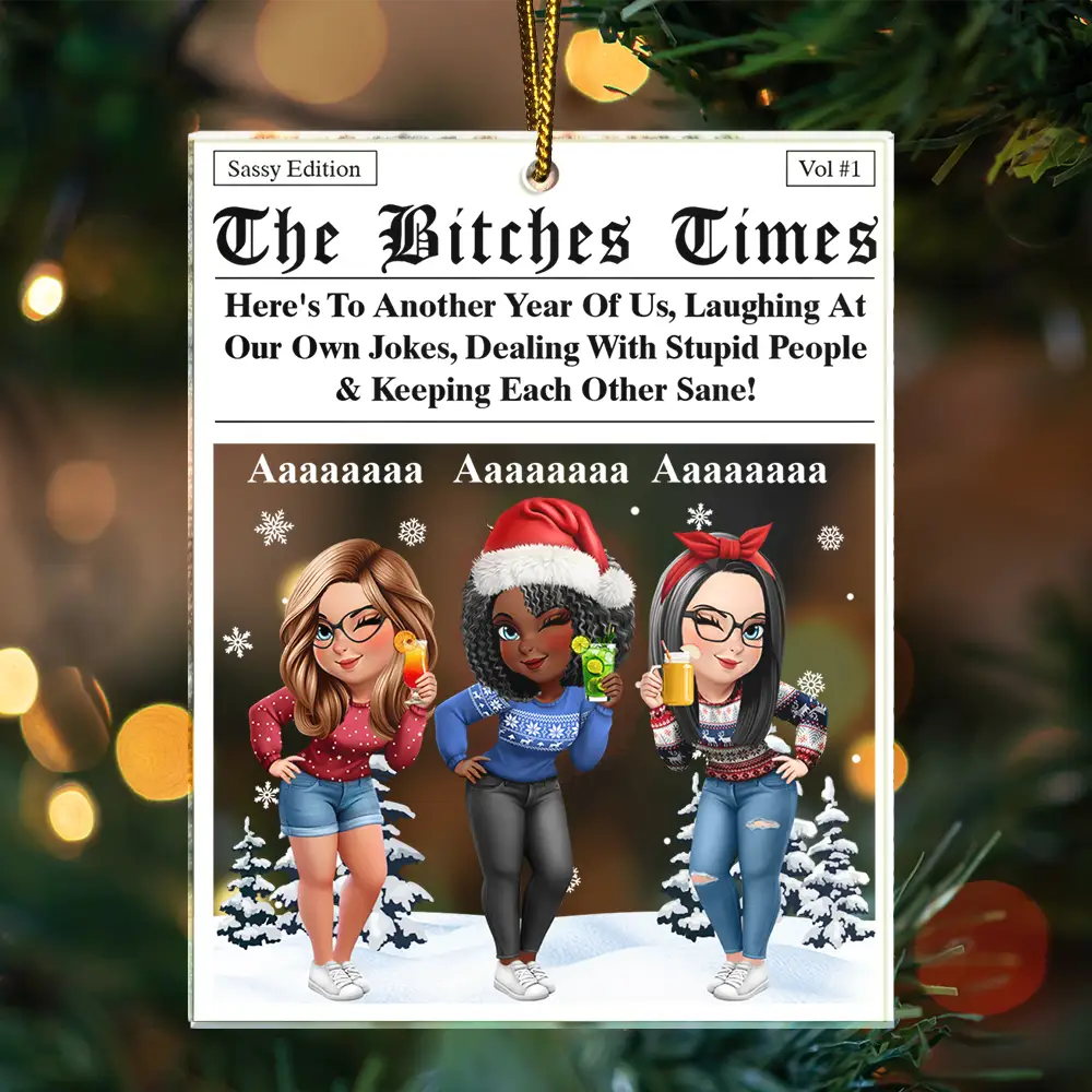 3D Effect Besties Here's To Another Year Of Us - Personalized Custom Shaped Acrylic Ornament - Image 3