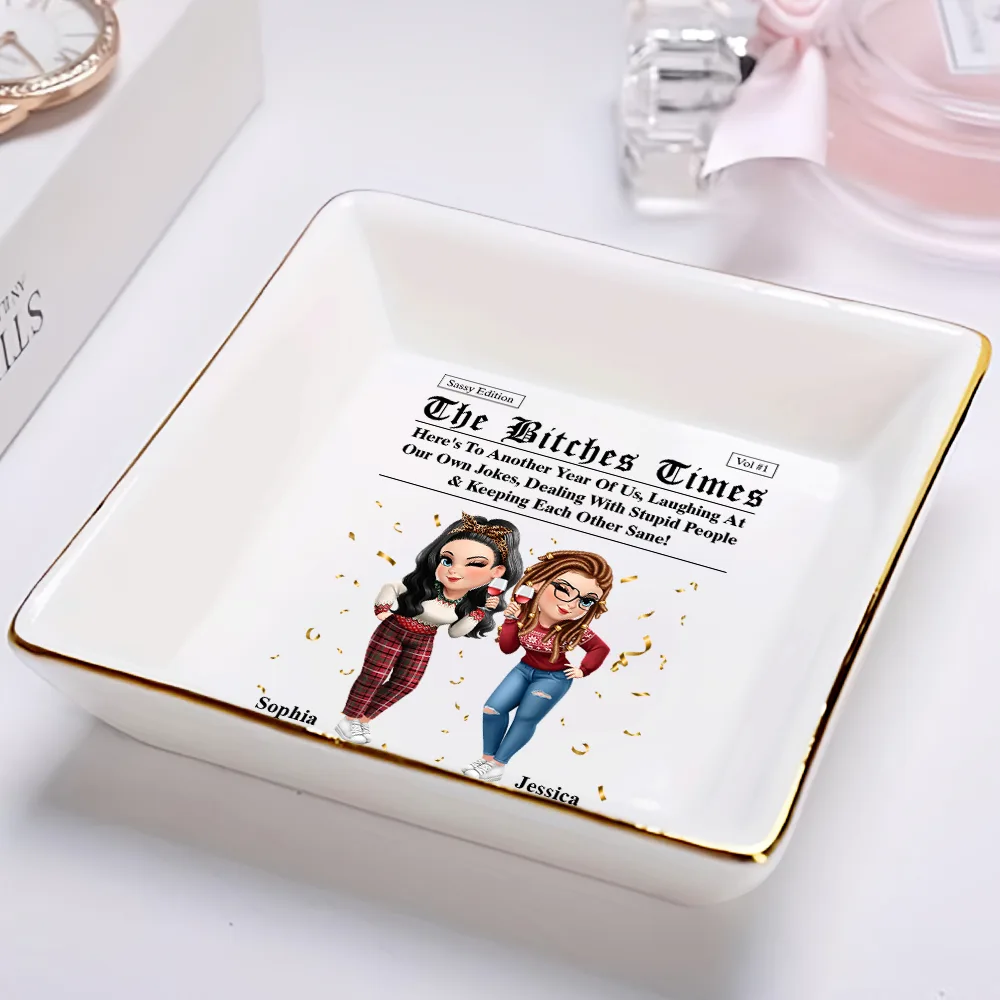 3D Effect Besties Here's To Another Year Of Us - Personalized Ring Dish - Image 2