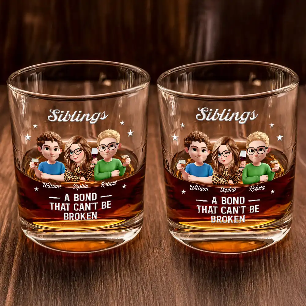 3D Effect Brothers A Bond That Can't Be Broken - Personalized Whiskey Glass - Image 2