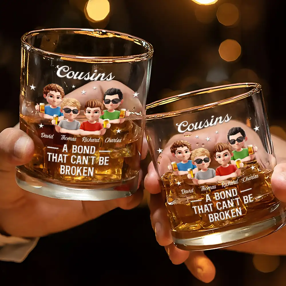 3D Effect Brothers A Bond That Can't Be Broken - Personalized Whiskey Glass - Image 3