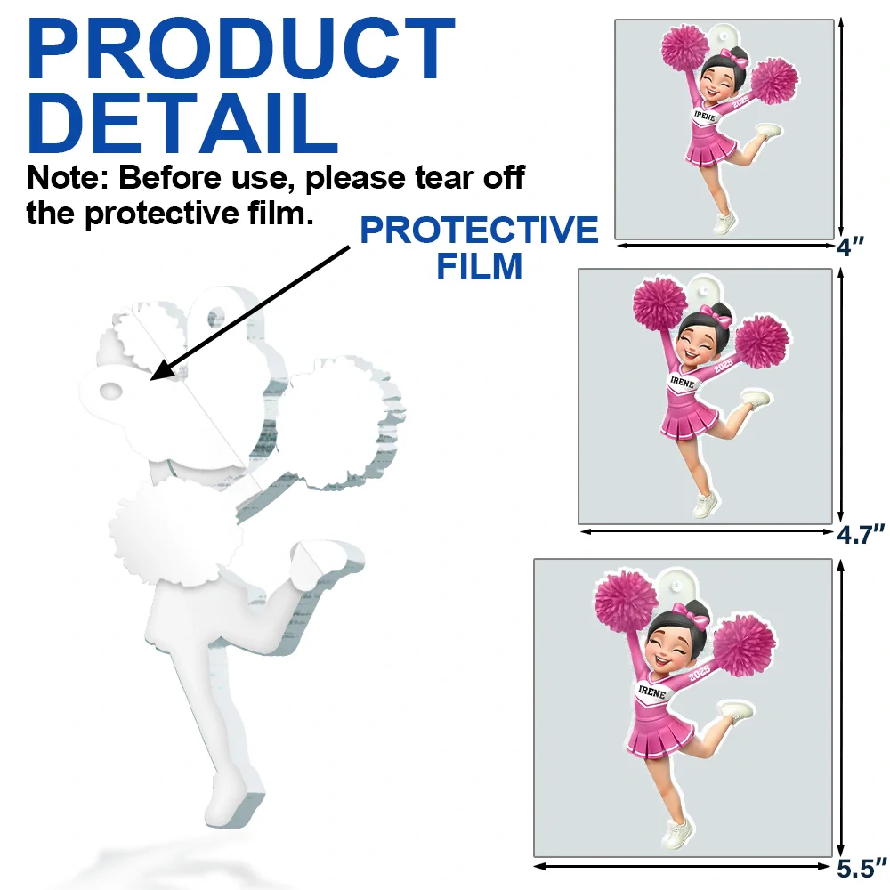 3D Effect Cheerleader - Personalized Custom Shaped Acrylic Ornament - Image 6