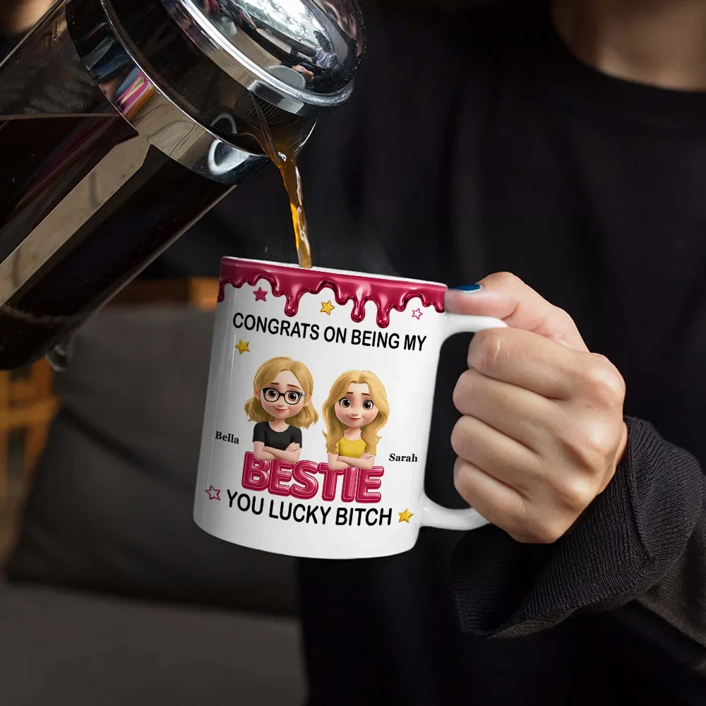 3D Effect Congrats On Being My Brother - Personalized White Edge-to-Edge Mug - Image 4
