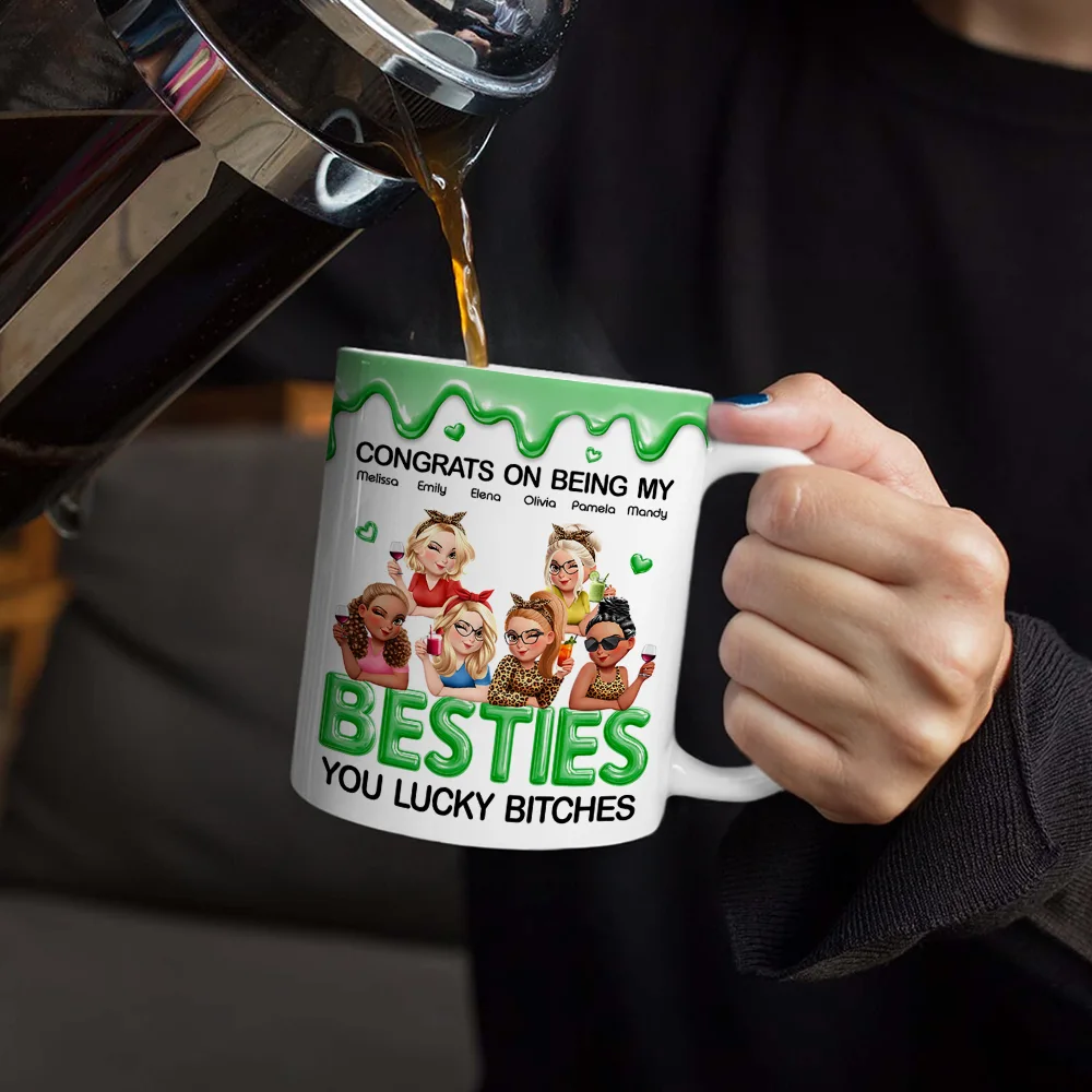 3D Effect Congrats On Being My Sister Bestie - Personalized White Edge-to-Edge Mug - Image 4
