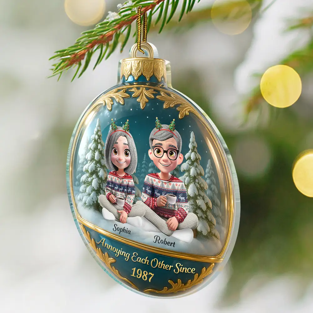 3D Effect Couple Christmas You And Me We Got This - Personalized Custom Shaped Acrylic Ornament - Image 2