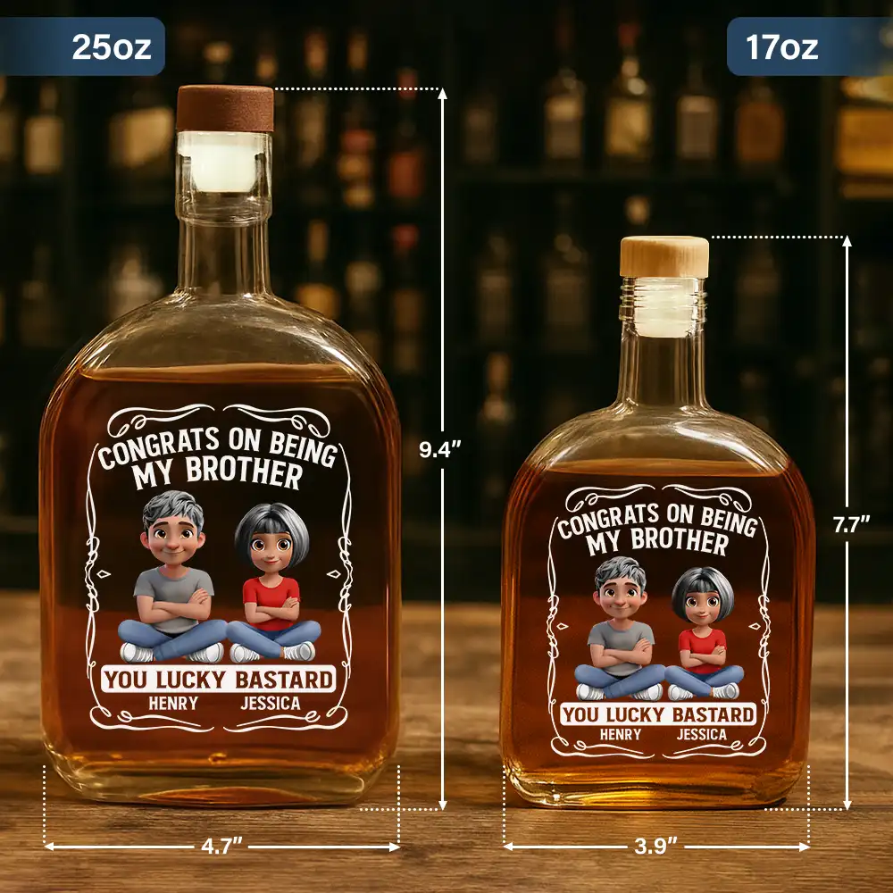 3D Effect Couple Congrats On Being My Husband You Lucky Man - Personalized Whiskey Bottle - Image 5