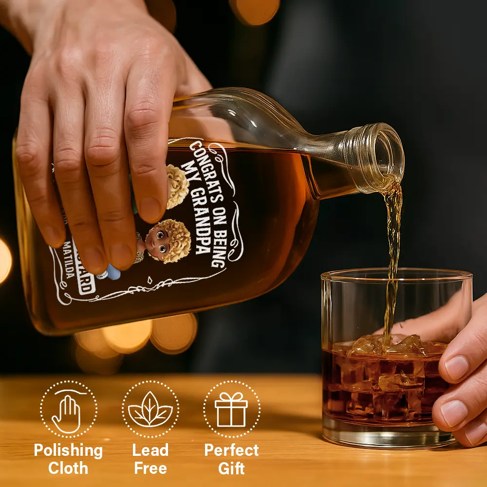 3D Effect Couple Congrats On Being My Husband You Lucky Man - Personalized Whiskey Bottle - Image 6