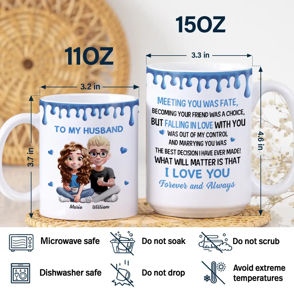 3D Effect Couple Meeting You Marrying You - Personalized White Edge-to-Edge Mug - Image 5