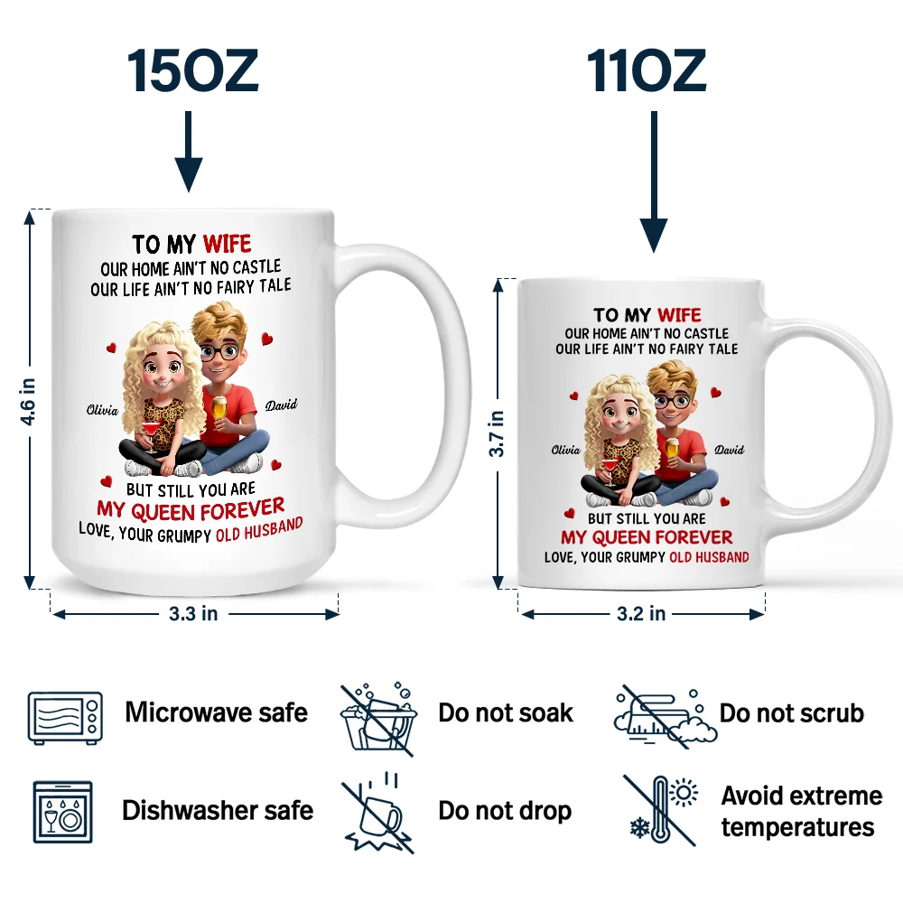 3D Effect Couple To My Wife Our Home Ain't No Castle - Personalized Mug - Image 4