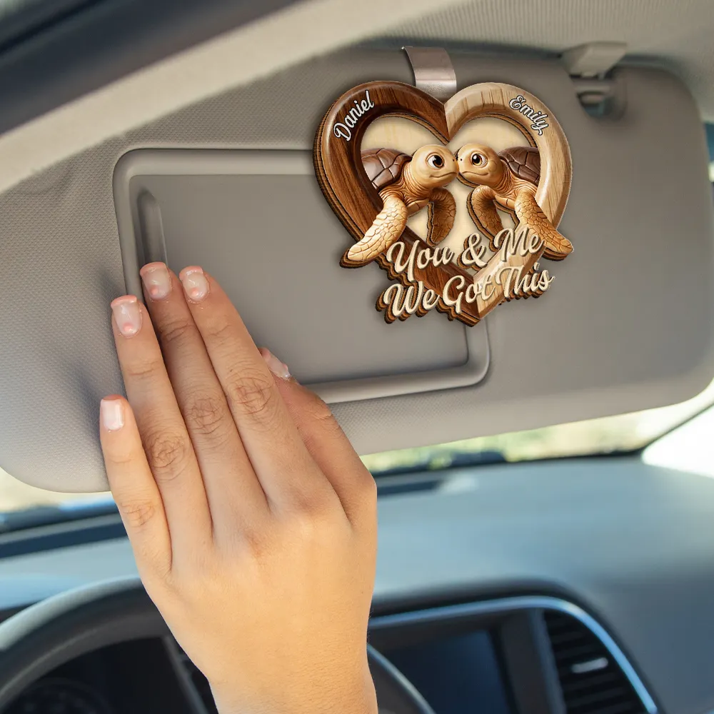 3D Effect Couple Turtles You & Me We Got This - Personalized Custom Shaped Car Visor Clip - Image 4