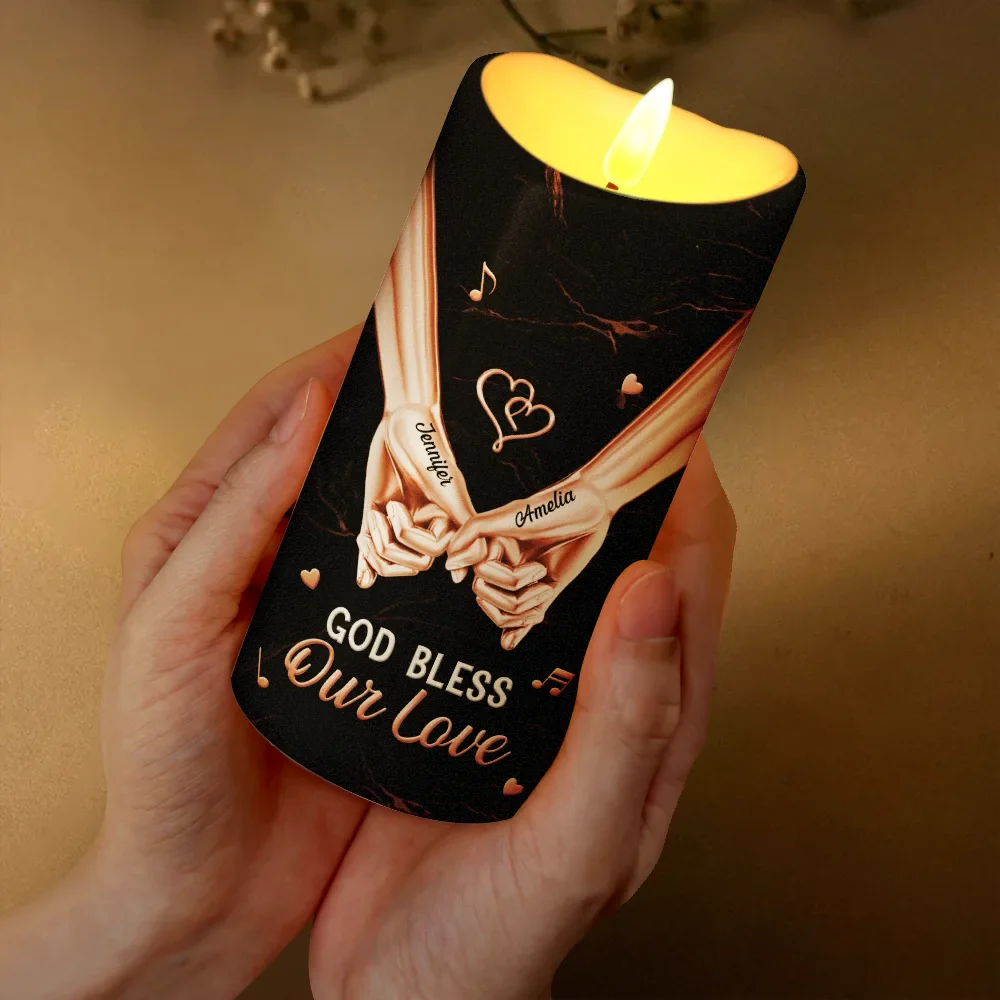 3D Effect Couple You Are The Light Of My World - Personalized Flameless LED Candle - Image 3