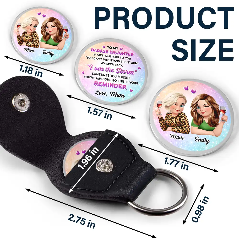 3D Effect Daughter If Fate Whispers To You - Personalized Leather Pocket Hug - Image 5