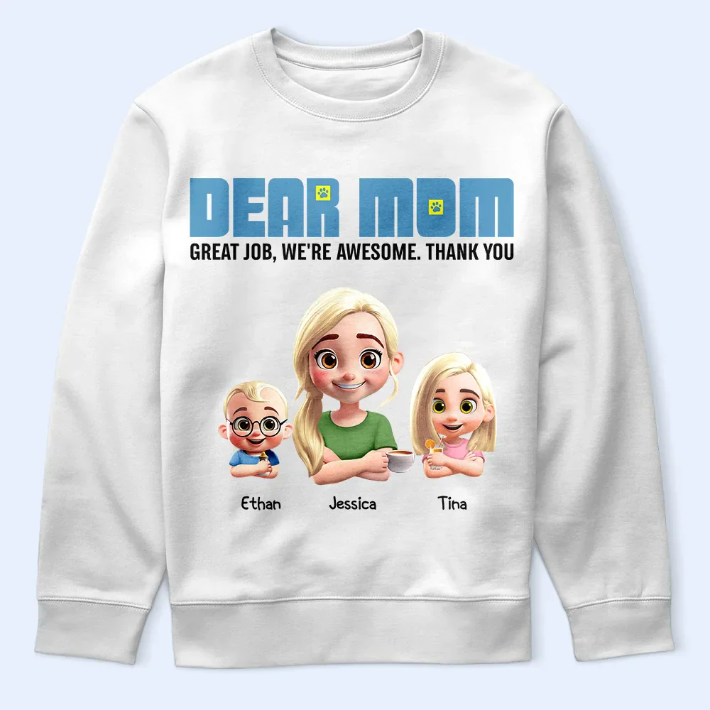 3D Effect Dear Mom We're Awesome - Personalized T Shirt - Image 5