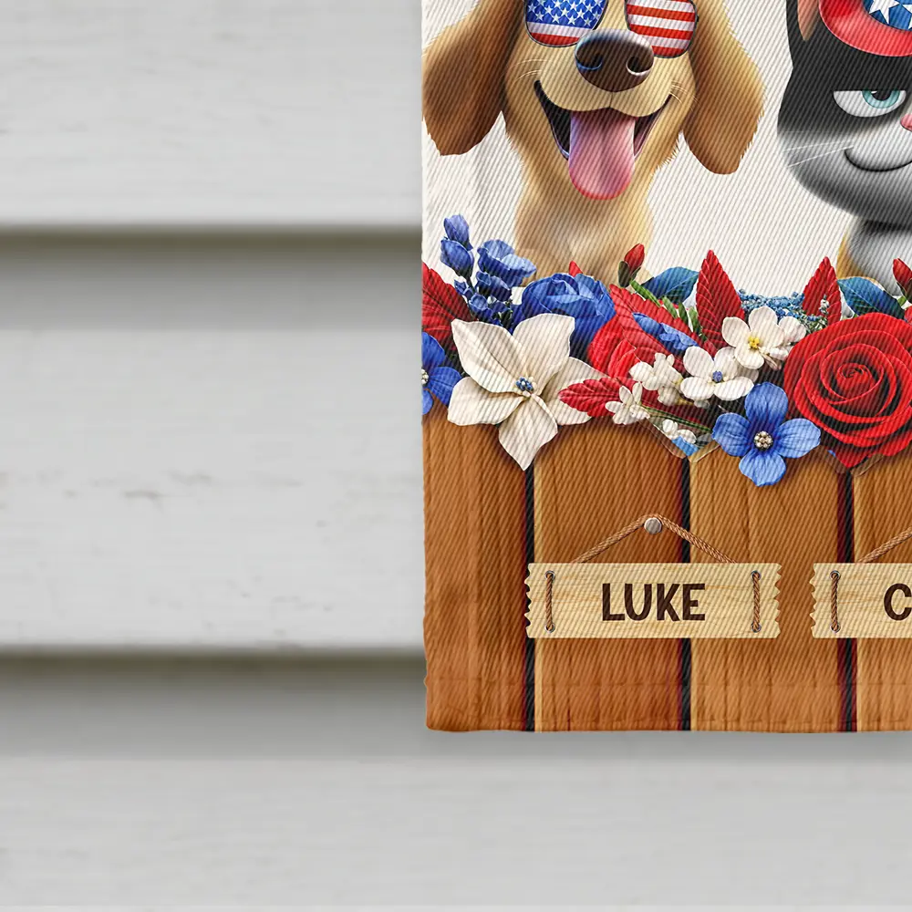 3D Effect Dog Cat Welcome Hope You Brought Treats - Personalized Flag - Image 4