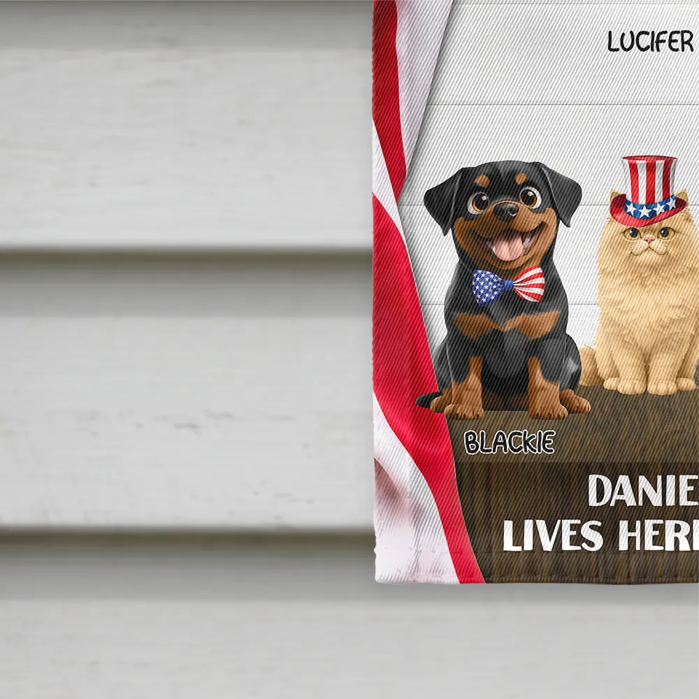 3D Effect Dog Cat Welcome To Our House - Personalized Flag - Image 4