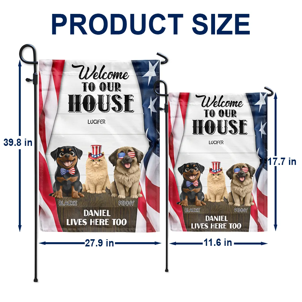 3D Effect Dog Cat Welcome To Our House - Personalized Flag - Image 5