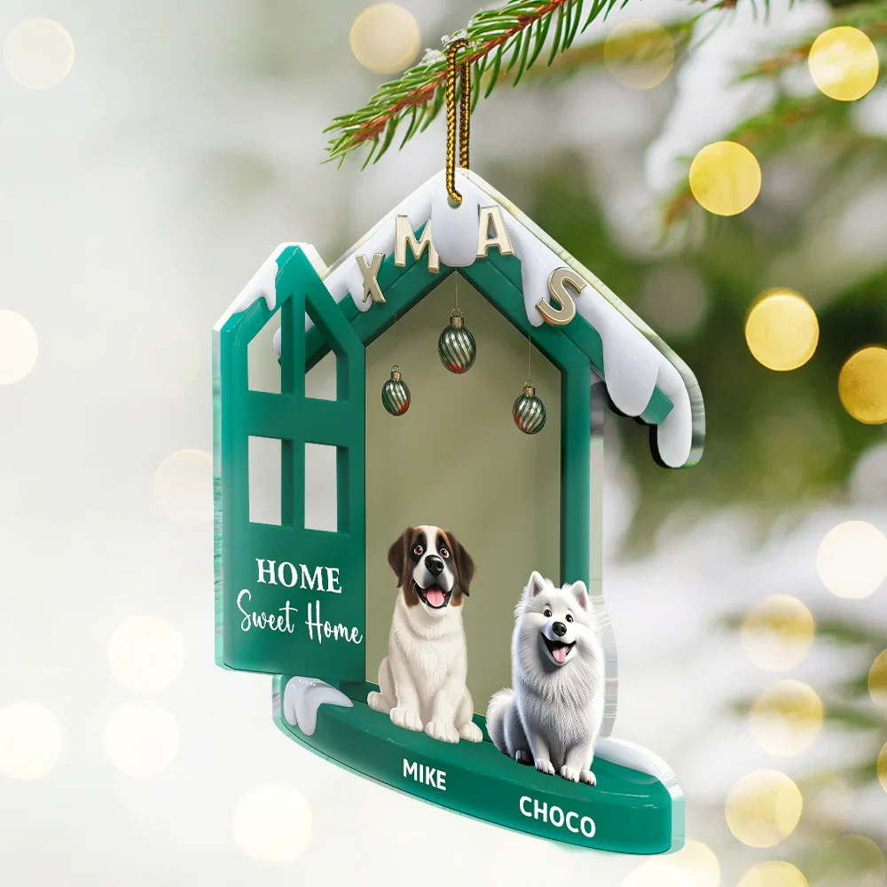 3D Effect Dog Home Sweet Home - Personalized Custom Shaped Acrylic Ornament - Image 2