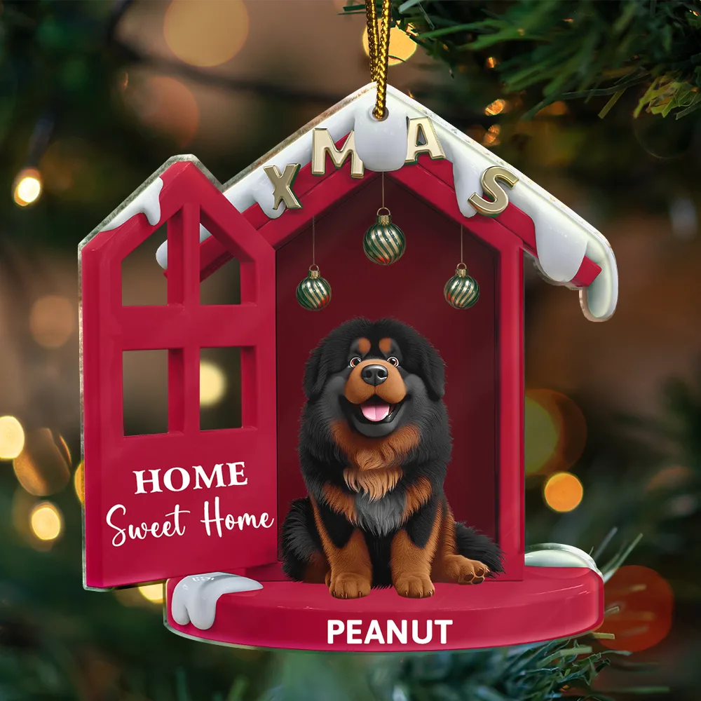 3D Effect Dog Home Sweet Home - Personalized Custom Shaped Acrylic Ornament - Image 3