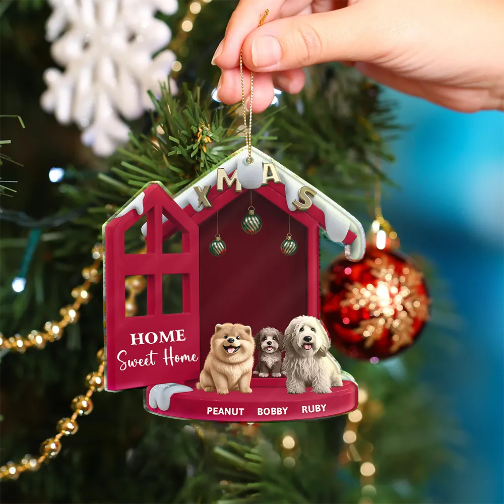 3D Effect Dog Home Sweet Home - Personalized Custom Shaped Acrylic Ornament - Image 4