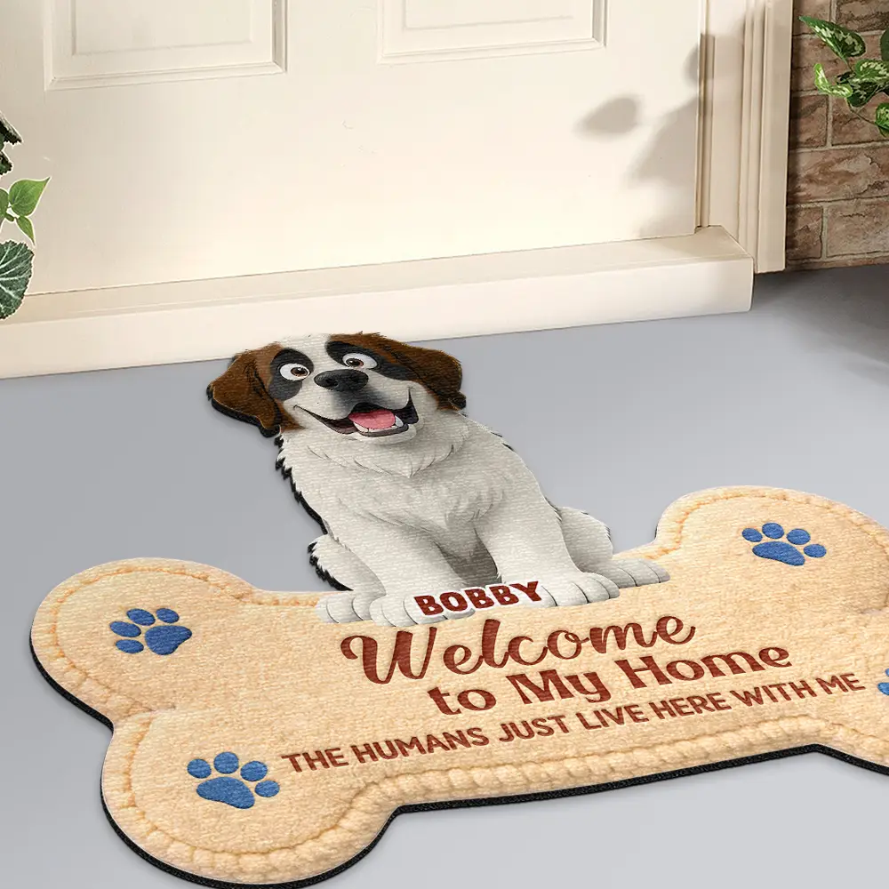 3D Effect Dogs Welcome To Our Home - Personalized Custom Shaped Doormat - Image 2