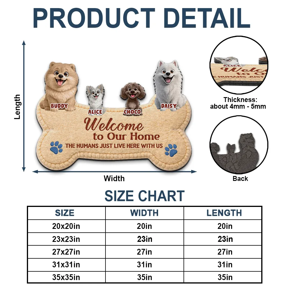 3D Effect Dogs Welcome To Our Home - Personalized Custom Shaped Doormat - Image 4