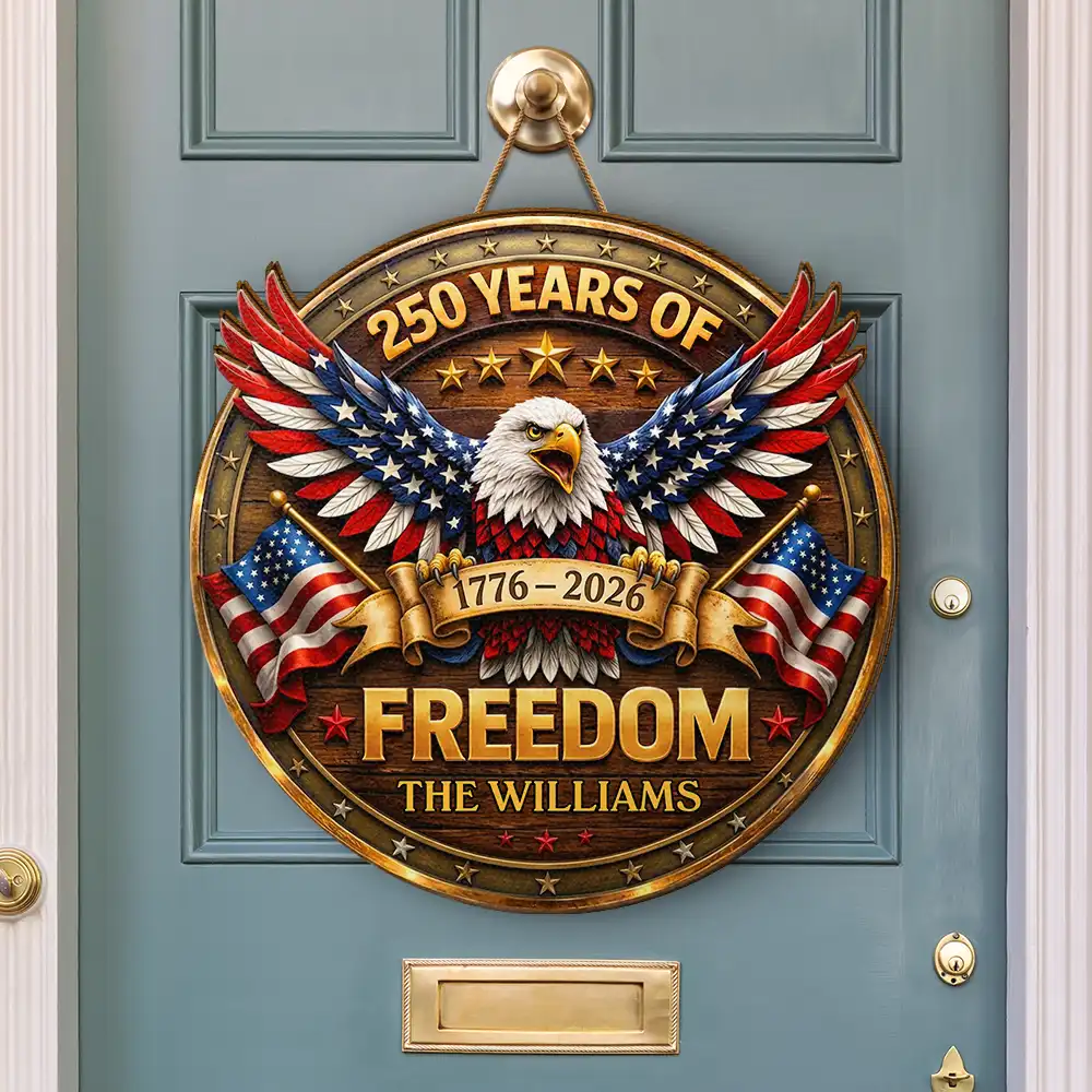 3D Effect Eagle America 250 Years Of Freedom - Personalized Custom Shaped Wood Sign - Image 3