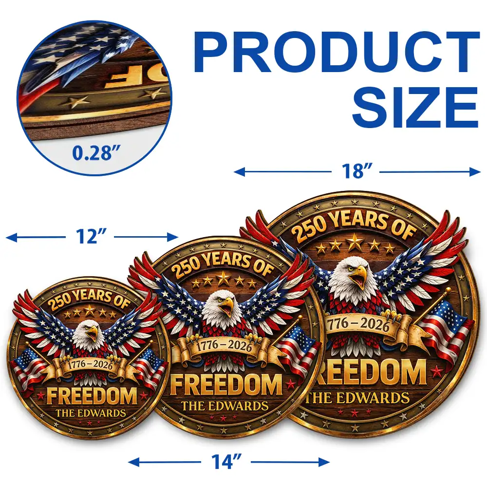 3D Effect Eagle America 250 Years Of Freedom - Personalized Custom Shaped Wood Sign - Image 5