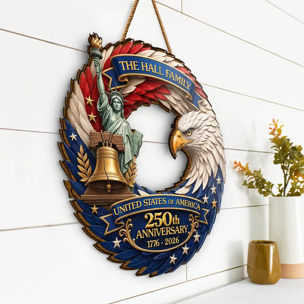 3D Effect Eagle America 250th Anniversary - Personalized Custom Shaped Wood Sign - Image 2