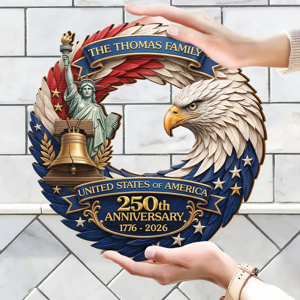 3D Effect Eagle America 250th Anniversary - Personalized Custom Shaped Wood Sign - Image 4