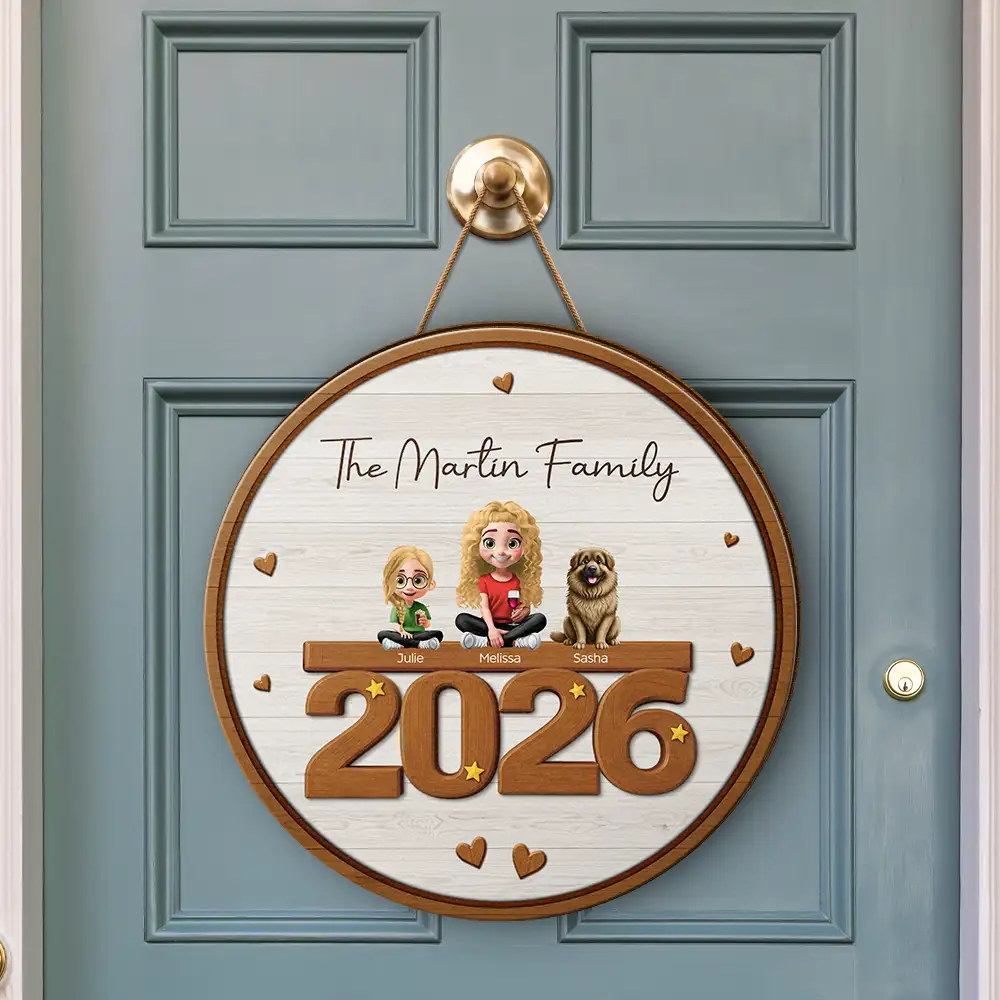3D Effect Family And Dog Cat - Personalized Custom Shaped Wood Sign - Image 3