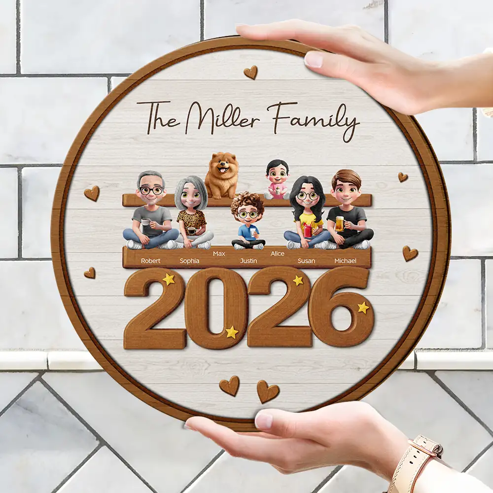 3D Effect Family And Dog Cat - Personalized Custom Shaped Wood Sign - Image 4