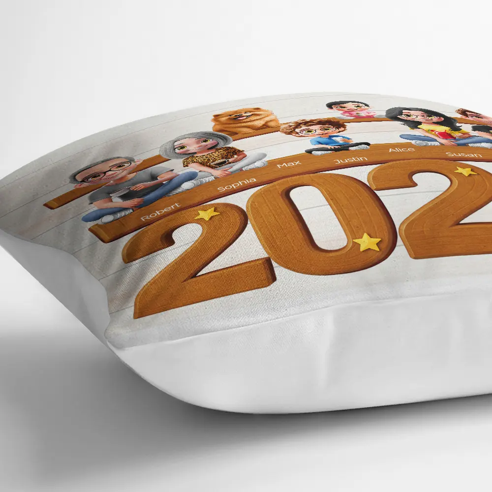3D Effect Family And Dog Cat - Personalized Pillow - Image 3