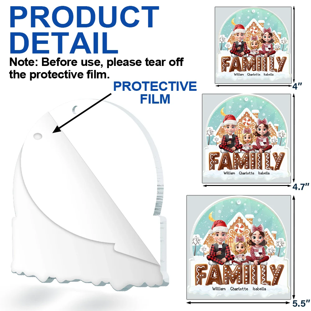 3D Effect Family Christmas Cookies For Parent, Kid, Baby - Personalized Custom Shaped Acrylic Ornament - Image 6