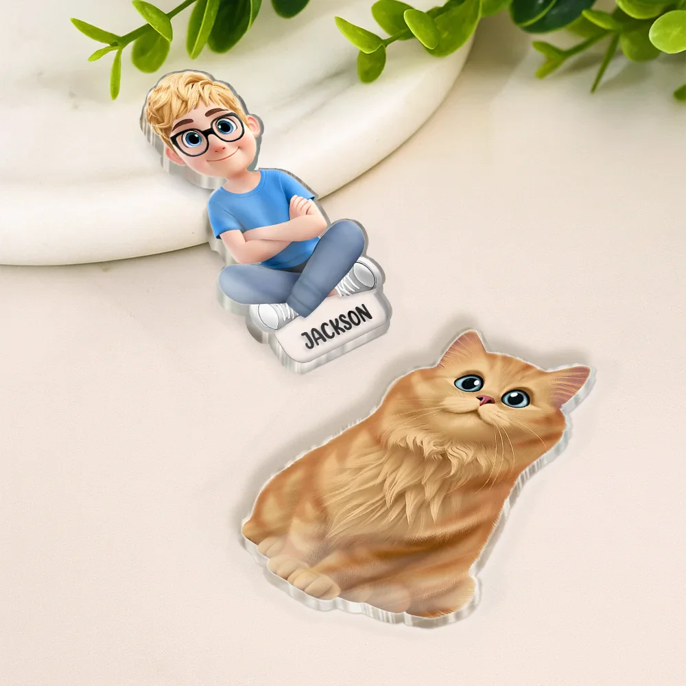 3D Effect Family Member Cross Arm - Personalized Acrylic Fridge Magnet - Image 4