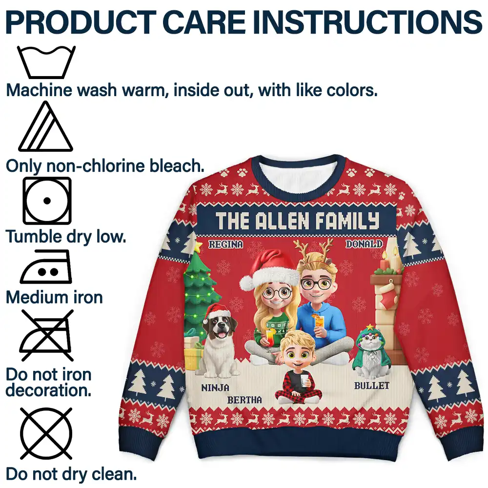 3D Effect Family Merry Christmas - Personalized Unisex Ugly Sweater - Image 7