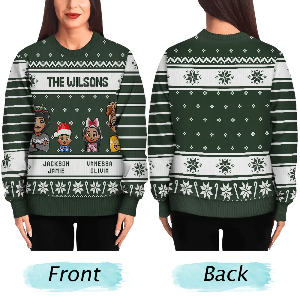 3D Effect Family - Personalized Unisex Ugly Sweater - Image 5