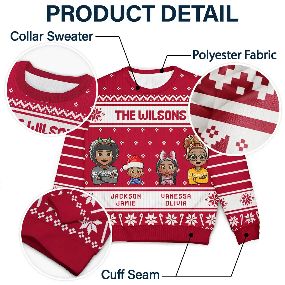 3D Effect Family - Personalized Unisex Ugly Sweater - Image 6