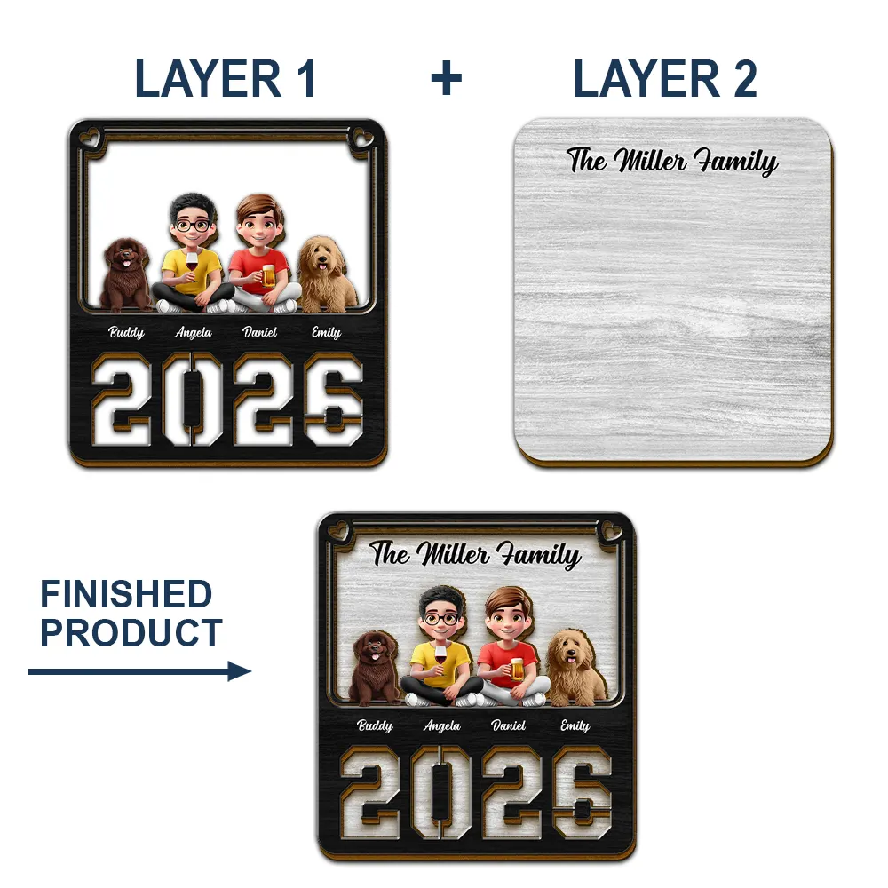 3D Effect Family Sitting Together - Personalized Custom Shaped Car Visor Clip - Image 5