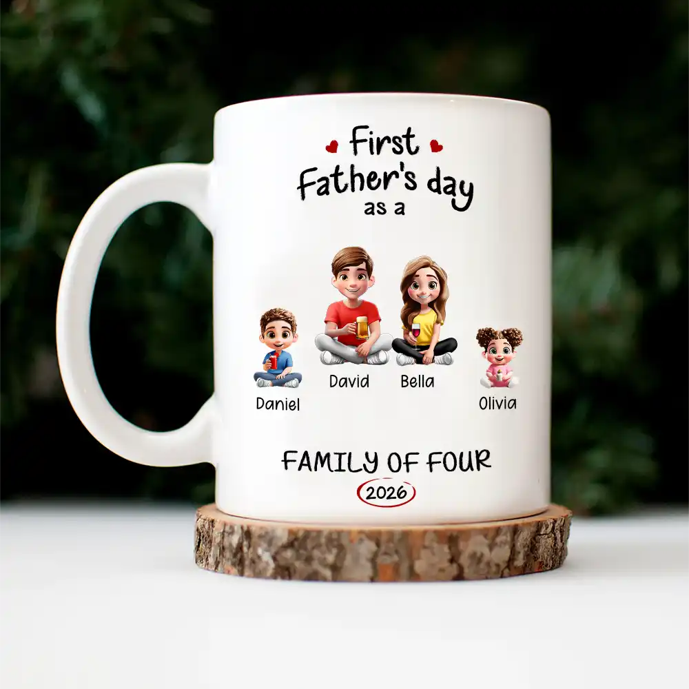 3D Effect First Time Ever As A Family Of Three - Personalized Mug - Image 4