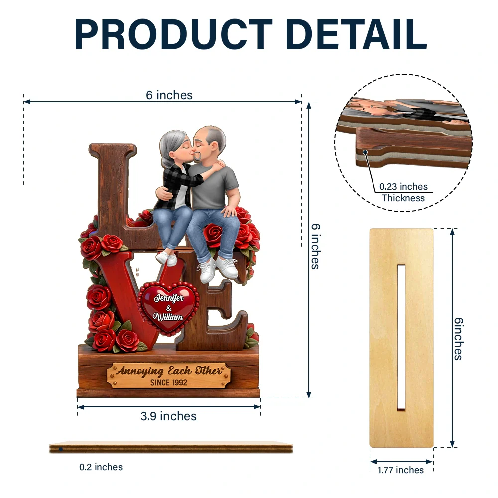 3D Effect Flannel Couple You & Me We Got This - Personalized Custom Shaped 2-Layered Acrylic Wooden Plaque - Image 4
