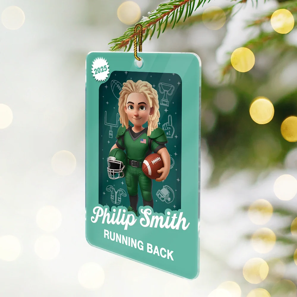3D Effect Football Player Toy Box - Personalized Custom Shaped Acrylic Ornament - Image 2