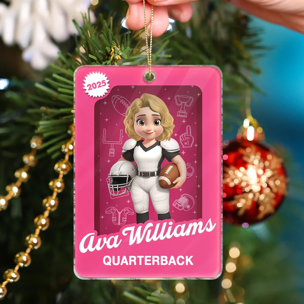 3D Effect Football Player Toy Box - Personalized Custom Shaped Acrylic Ornament - Image 4