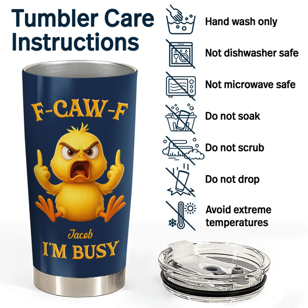 3D Effect Funny Chicken F-CAW-F I'm Busy - Personalized Tumbler - Image 5
