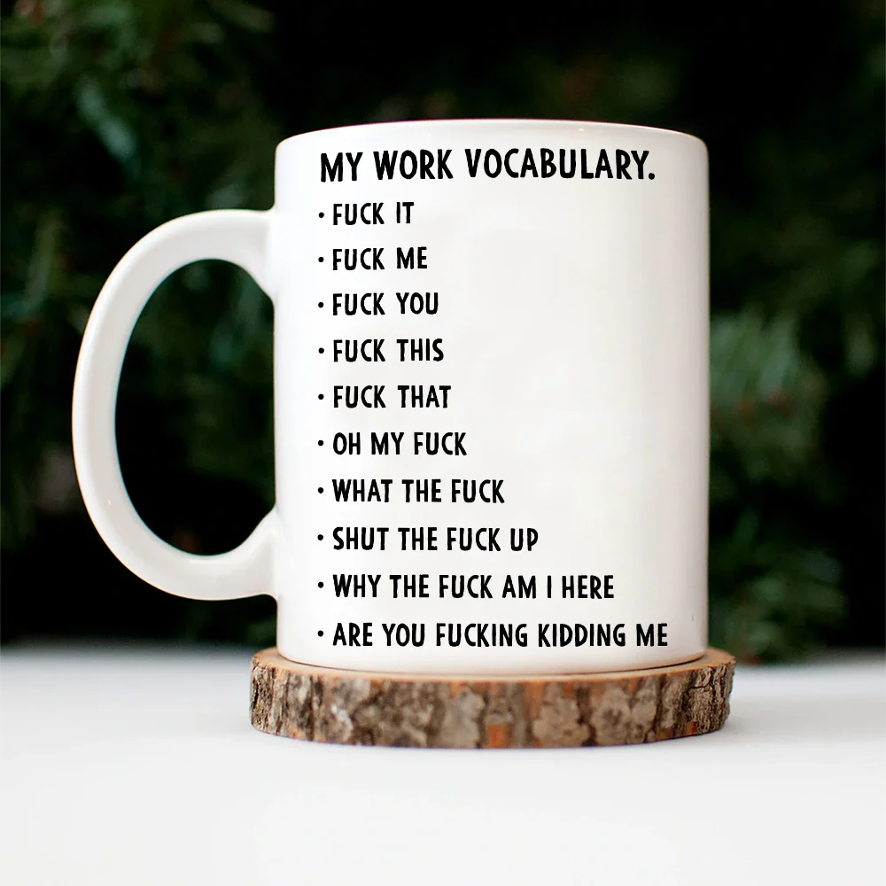 3D Effect Funny Chicken F-CAW-F My Work Vocabulary - Personalized Mug - Image 5