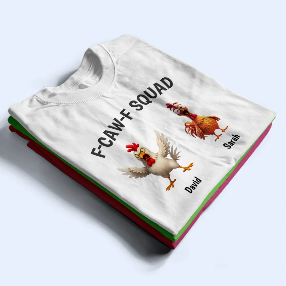 3D Effect Funny Chickens F-CAW-F Squad - Personalized T Shirt - Image 2