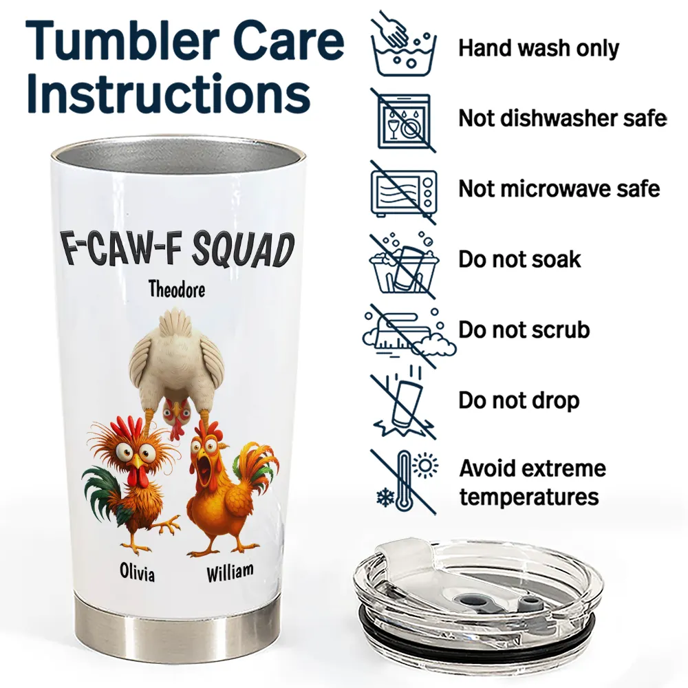 3D Effect Funny Chickens F-CAW-F Squad - Personalized Tumbler - Image 5