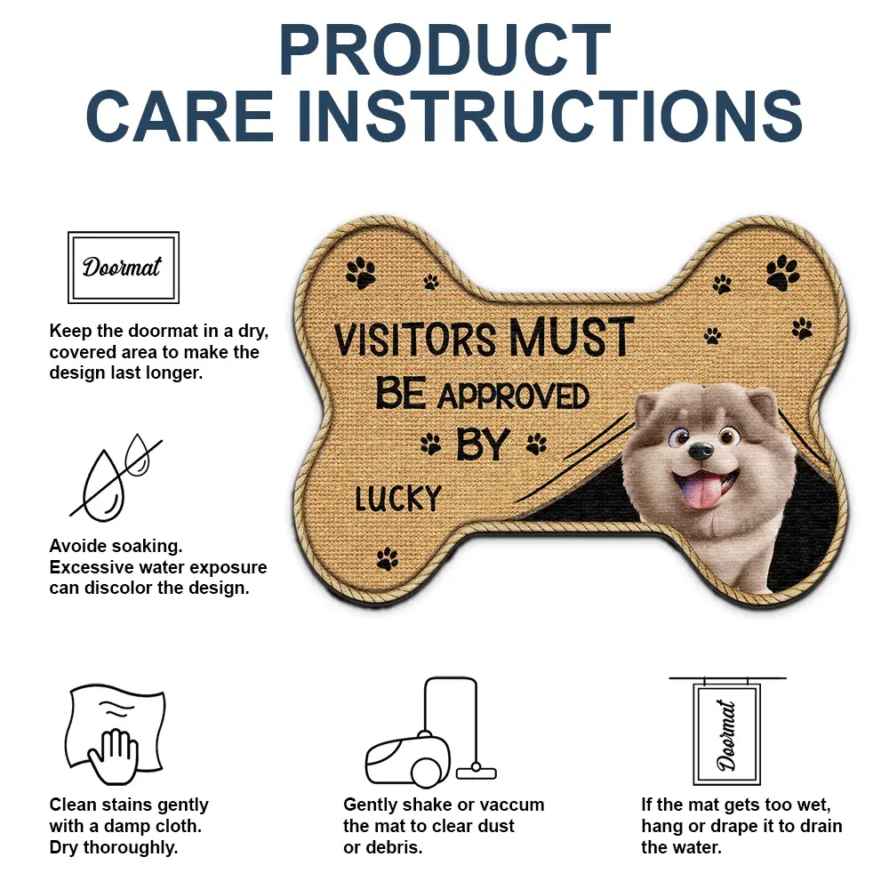 3D Effect Funny Dogs Visitors Must Be Approved By - Personalized Custom Shaped Doormat - Image 5