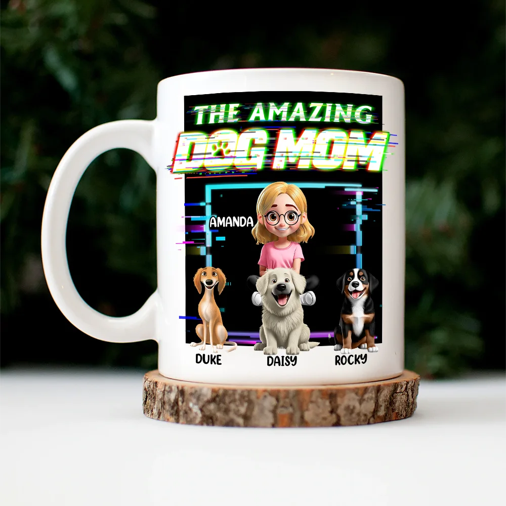 3D Effect Glitch Signal The Amazing Dog Dad - Personalized Mug - Image 5